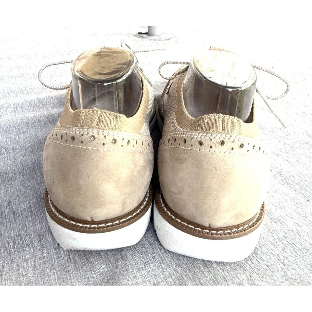 Dockers Men’s Tan Knit Oxfords Size 11 Casual Shoes Lace Up Leather Trim Stretch